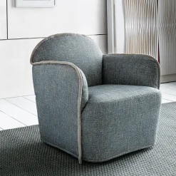 Casamilano Armchairs<Ada Light Blue Fabric And Piping Armchair by Paola Navone