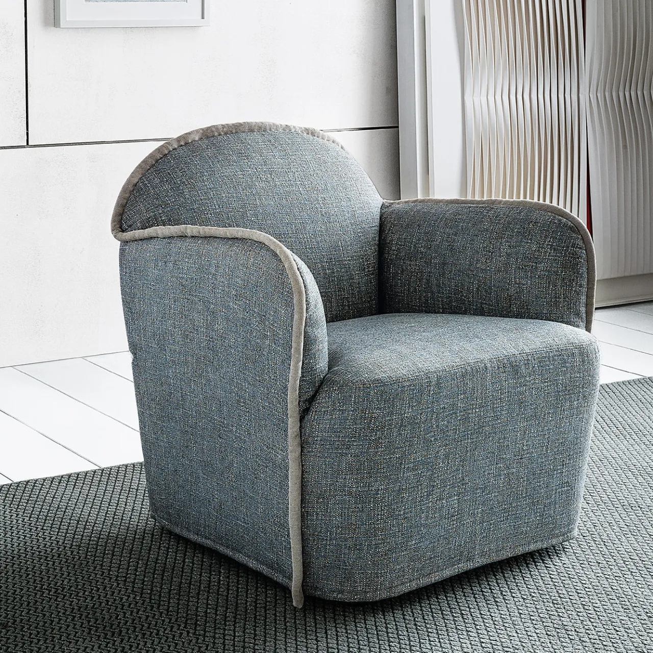 Casamilano Armchairs<Ada Light Blue Fabric And Piping Armchair by Paola Navone