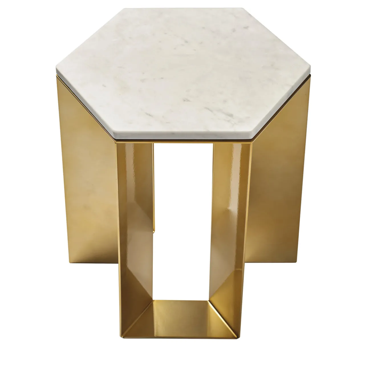 V.L. Lavorazioni In Ferro Side Tables<Alato Gold and White Marble Side Table by Antonio Saporito