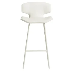 Visionnaire Bar Stools<Albatros White Leather And Steel Bar Stool