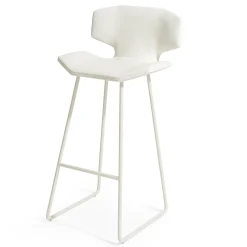 Visionnaire Bar Stools<Albatros White Leather And Steel Bar Stool