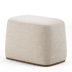 Carpanelli Ottomans & Poufs<Alma Gray Fabric & Walnut Pouf