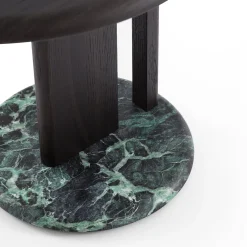Morica Design Side Tables<Ambrogio Alto Lagoon Oak Side Table with Alps Green Marble Base