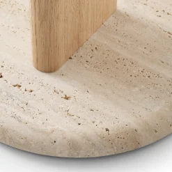 Morica Design Side Tables<Ambrogio Basso Beige Oak Side Table with Travertine Marble Base
