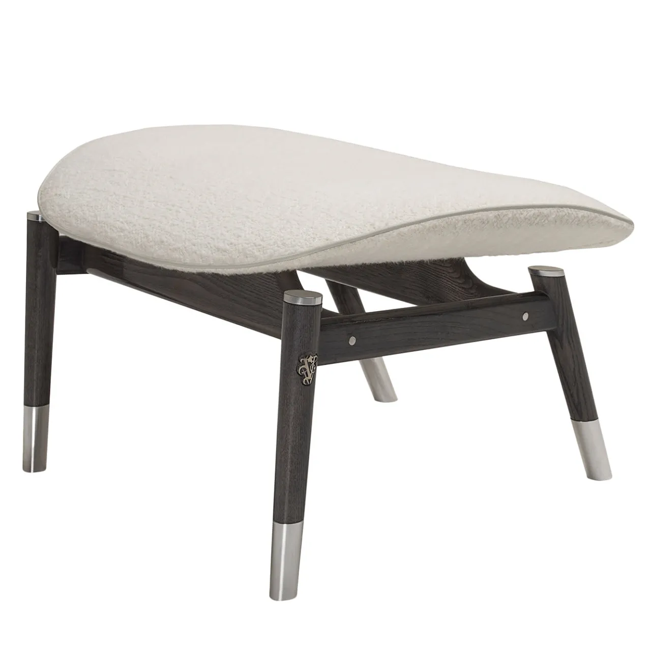 Visionnaire Stools<Amerigo Dehors White Fabric And Ash Wood Legs Pouf