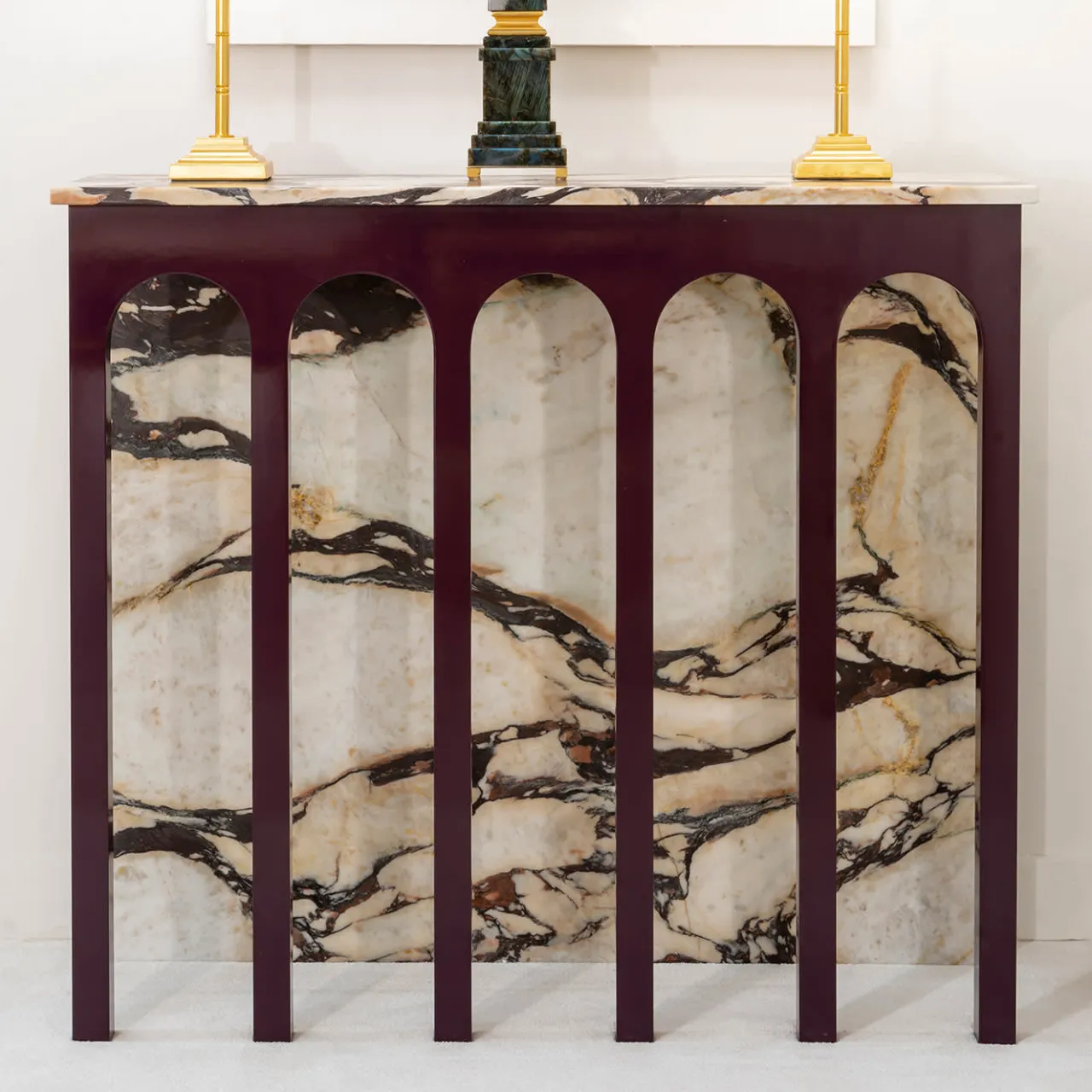 CG Capelletti Consoles<ARCHED CONSOLE IN ONYXED BRECCIA MARBLE