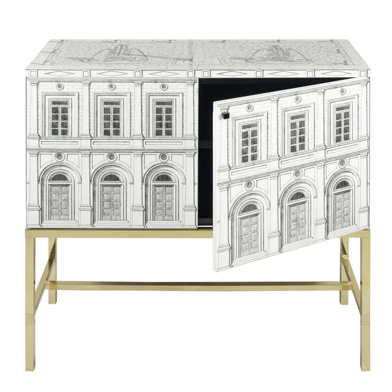 Fornasetti Cabinets<Architettura Gold Raised Cabinet