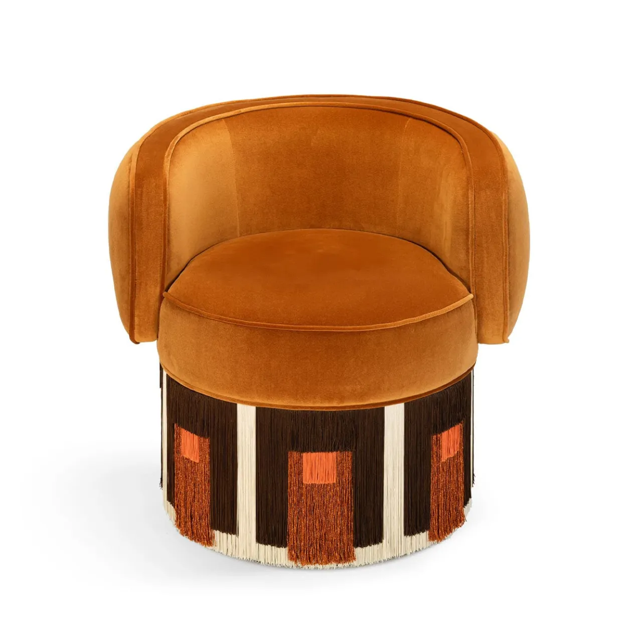 Lorenza Bozzoli Couture Armchairs<Art Deco Cognac Velvet Pirouette Cleo Swivel Armchair