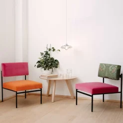 Biosofa Lounge Chairs<Aurea Pink Velvet and Green Silk Lounge Chair