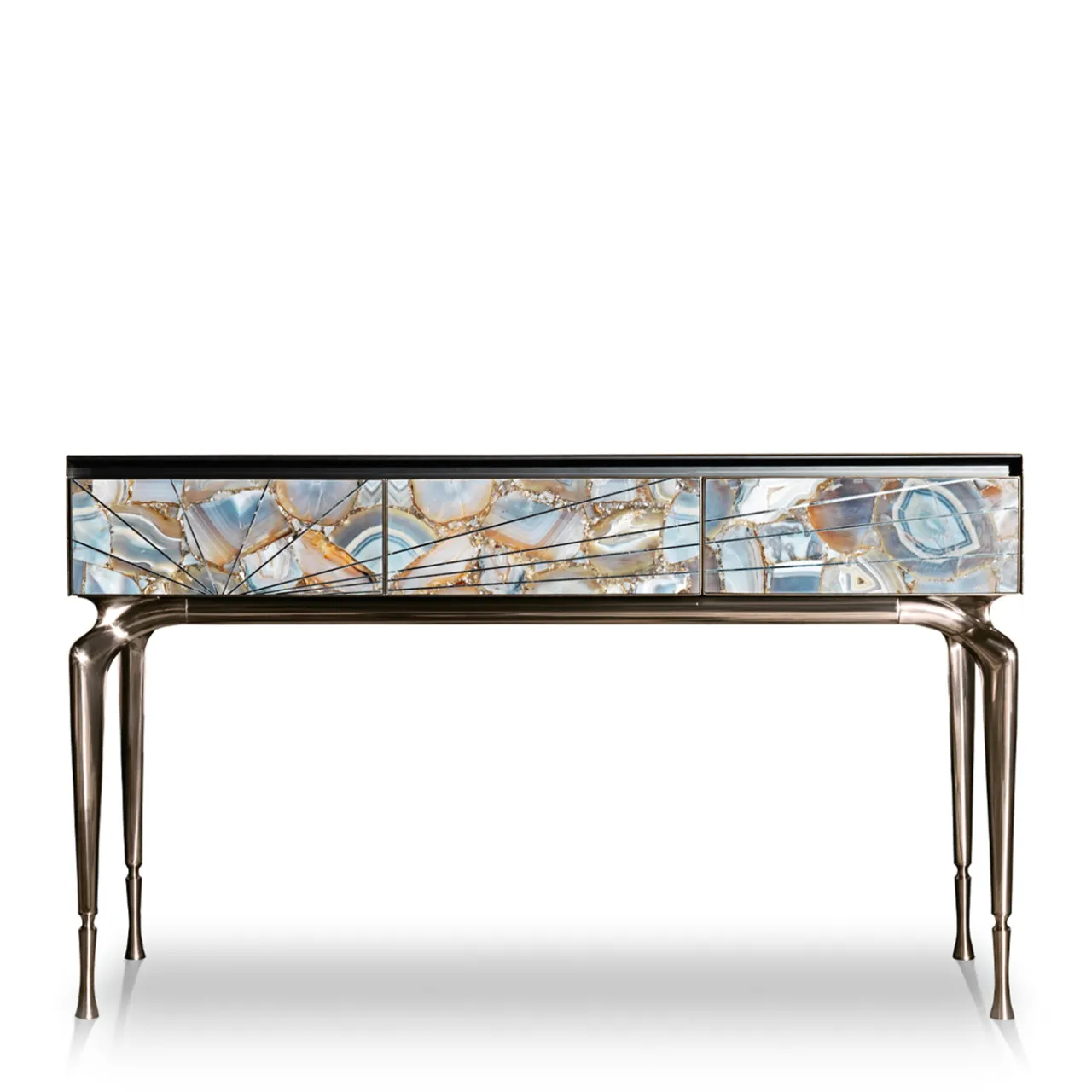 Visionnaire Consoles<Aurora Marble And Stainless Steel Console