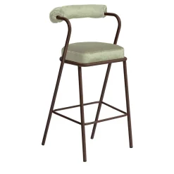 My Home Bar Stools<Baba Brown Steel & White Cream Velvet Cushion Bar Stool by Serena Confalonieri