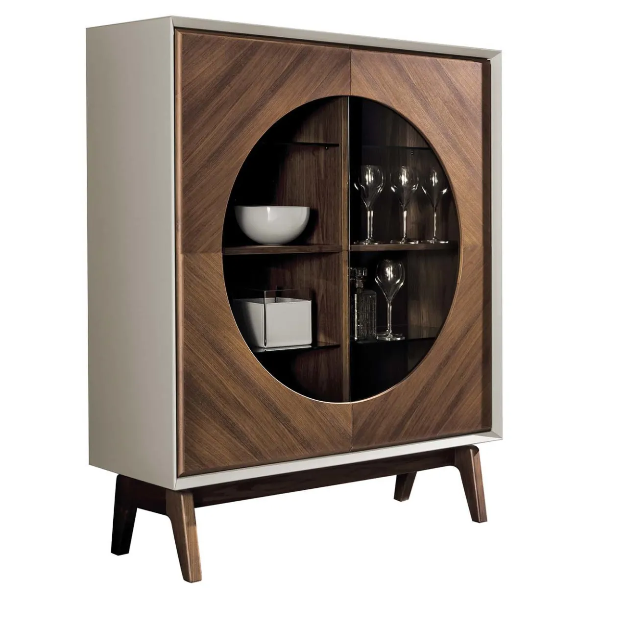 Meroni & Colzani Cabinets<Bagutta White Circle High Cupboard