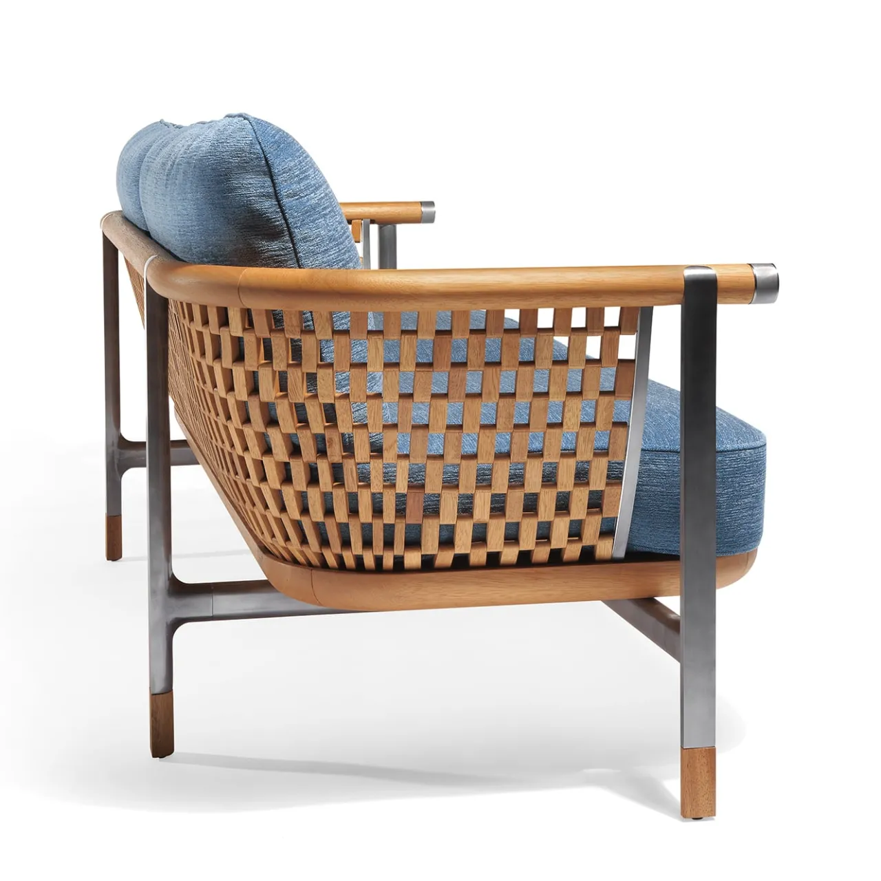 Visionnaire Outdoor Sofas & Benches<Basket Light Blue Fabric And Wood Outdoor Sofa