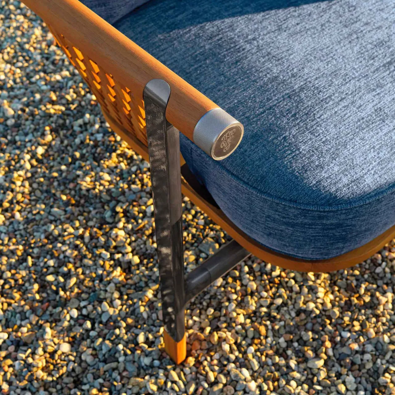 Visionnaire Outdoor Sofas & Benches<Basket Light Blue Fabric And Wood Outdoor Sofa