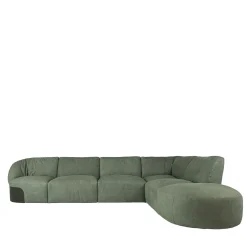 Borzalino Sofas<Belt Modular Green Leather Sofa with Metal Detail