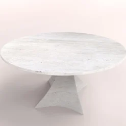 Carcino Design Dining Tables<Bianca Round Travertine Table