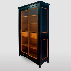Ebanisteria Roberto Gambella Cabinets<Black Bookcase with Sliding Doors
