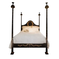 Porte Italia Beds<Black Roma Queen Size Bed with Laurel Crown