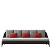 CPRN Homood Outdoor Sofas & Benches<Black 3-Seater Sofa with Gray and Red Cushions