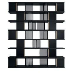 A.R. Arredamenti Bookcases<Black Wood Bookshelf with Bronze Accents