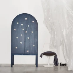 Sergio Mannino Studio Cabinets<Blossom Blue Storage Cabinet with Double Doors & Ceramic Inserts
