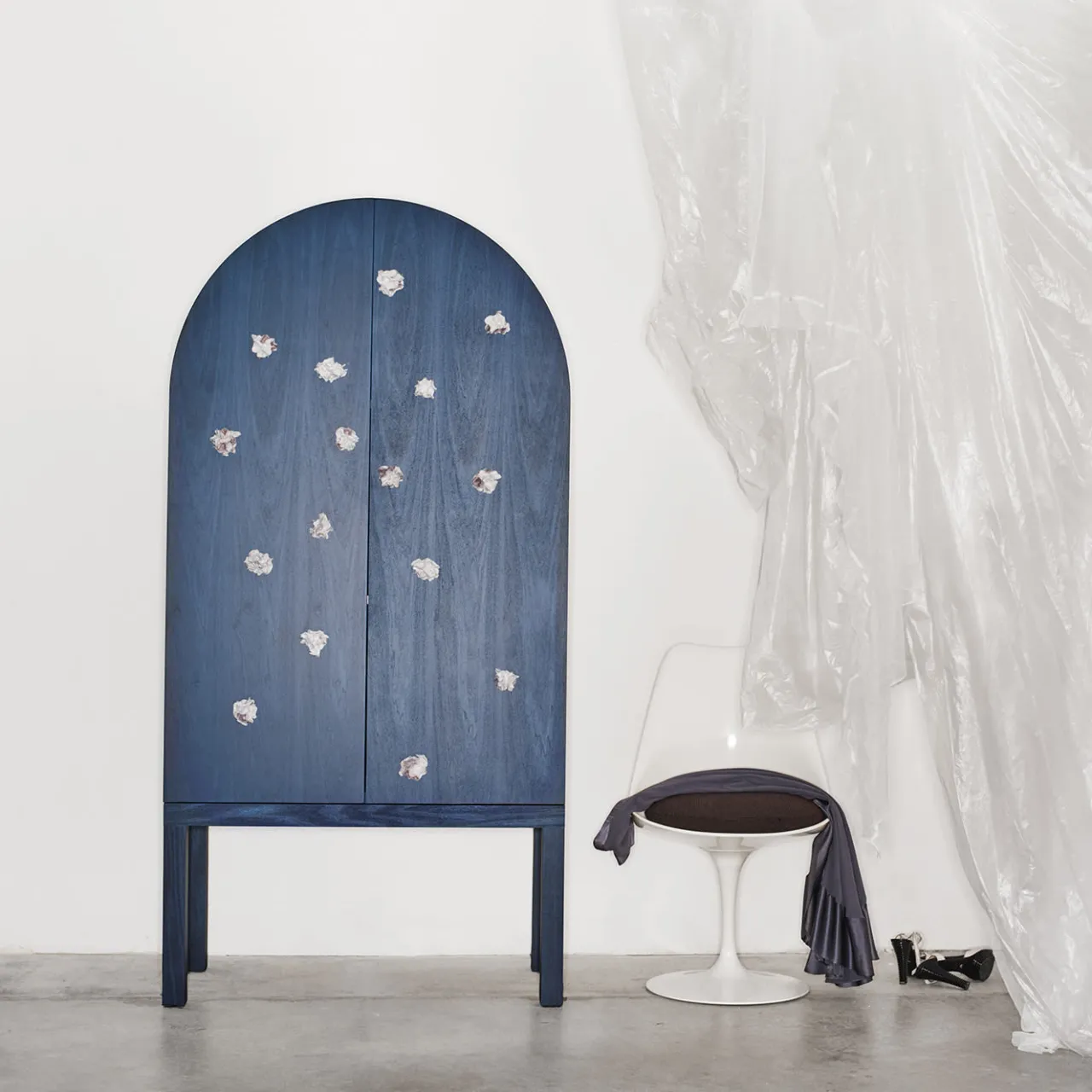 Sergio Mannino Studio Cabinets<Blossom Blue Storage Cabinet with Double Doors & Ceramic Inserts