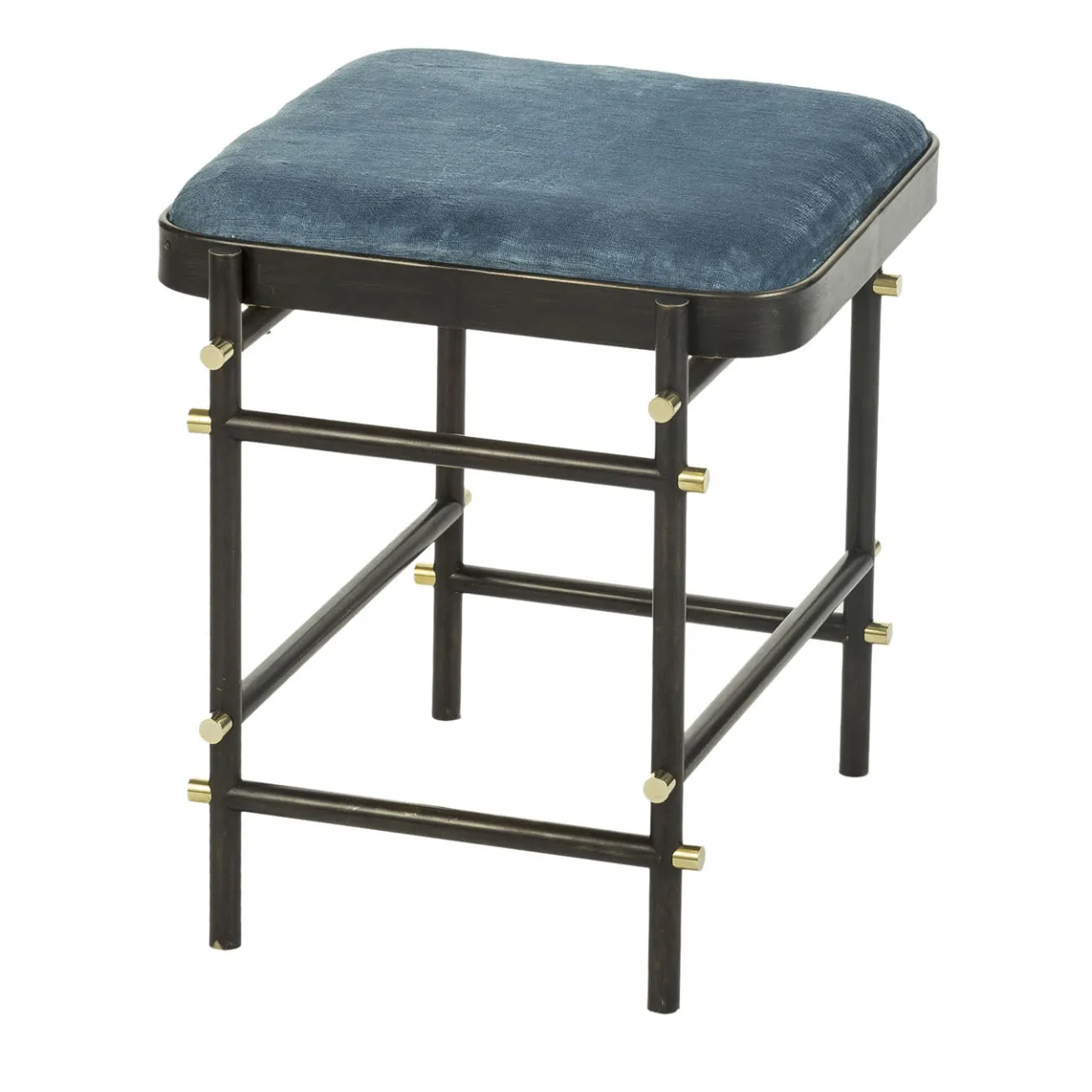 Bronzetto Stools<Blossom Float fabric and Black Brass Stool
