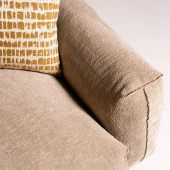 Mantellassi 1926 Sofas<Boboli Beige Fabric and Camel Leather Sofa