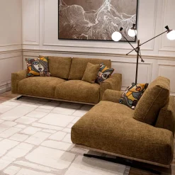 Mantellassi 1926 Sofas<Boboli ocher yellow sofa with light brown leather base