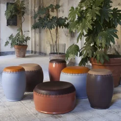 Oscar Maschera Stools<Bombo Brown and Red Stool e by Nestor Perkal