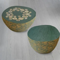 Cupioli Coffee Tables<BonBon Irregular Golden & Green Coffee Table #1