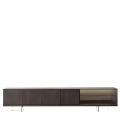 Modesign Sideboards Buffets<Book TV Sideboard in Walnut Canaletto with Smoked Glass Display