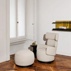 Somaschini Ottomans & Poufs<Boris Beige Pouf by Dainelli Studio