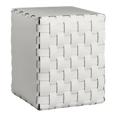 ADJ Style Ottomans & Poufs<Bottega Padded White Leather Pouf #2
