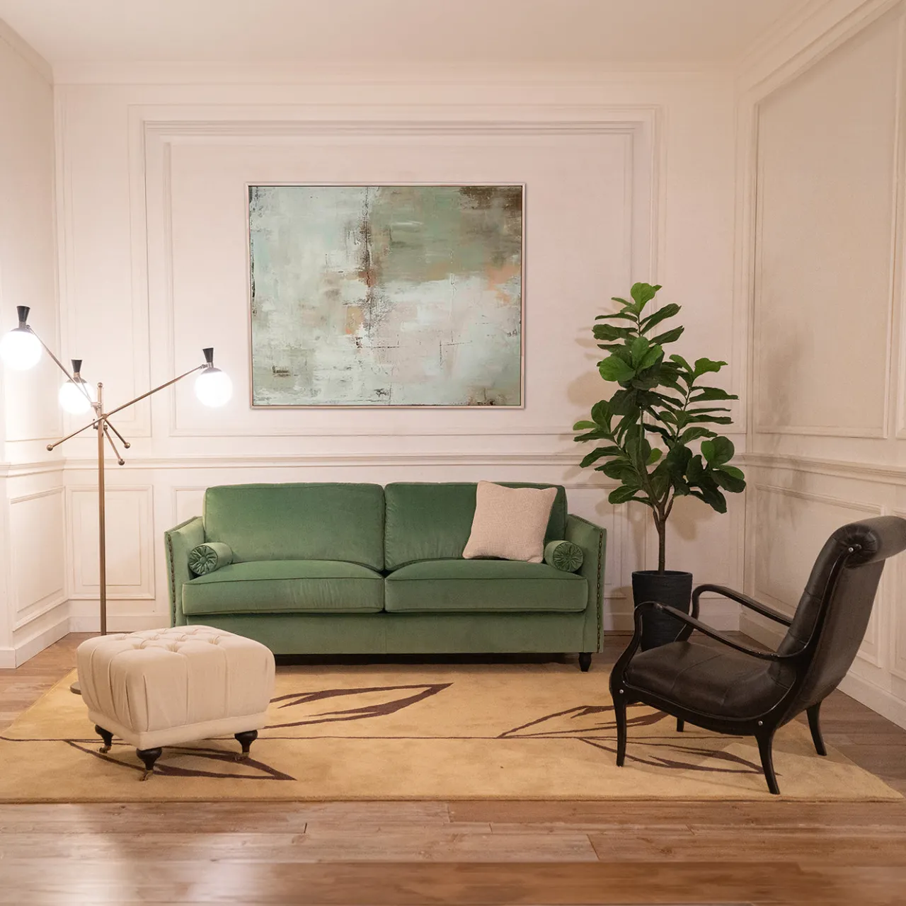 Mantellassi 1926 Sofas<Bramante Green Velvet Three-seater Sofa