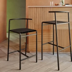 Baleri Italia Bar Stools<Café Chair Black Bar Stool with Black Rubber Straps Seat