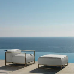 Talenti Other Outdoor Furniture<Casilda White Pouf with Gold Frame