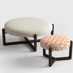 CPRN Homood Outdoor Chairs & Stools<Cecil White and orange iroko wood outdoor pouf