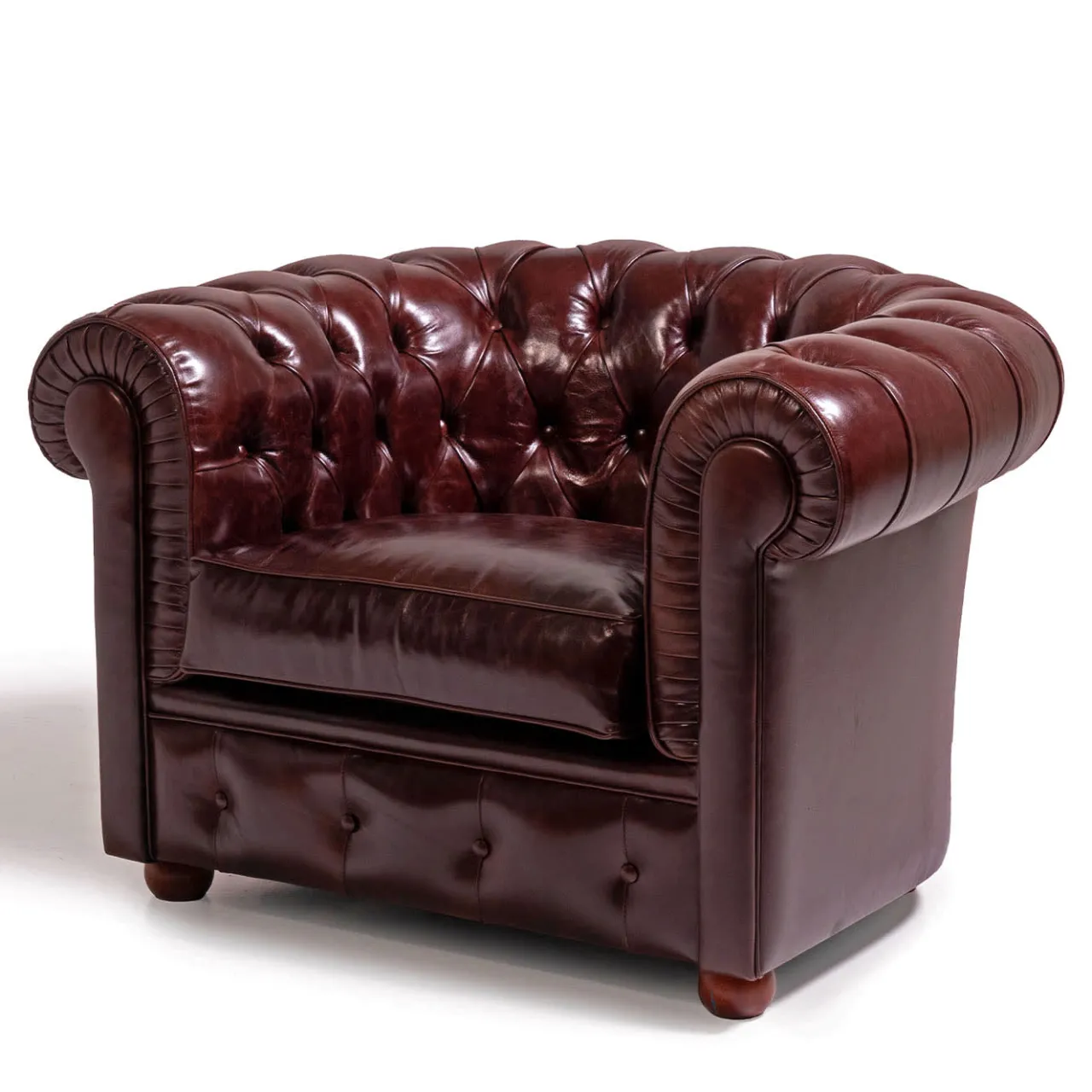 Mantellassi 1926 Armchairs<Chesterfield ruby red leather armchair