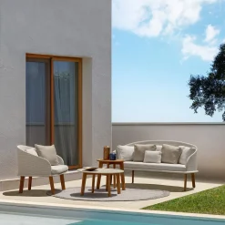 Talenti Outdoor Armchairs<Cleo Beige Accoya Wood Tub Armchair by Marco Acerbis