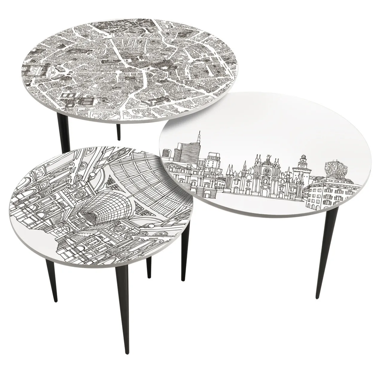 Extroverso Nesting Tables<Close Up Milano Set of Three Nesting Tables