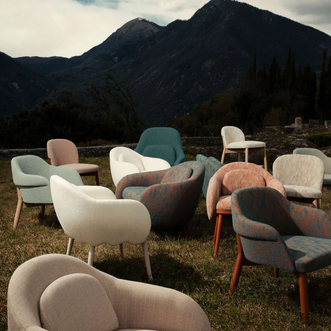 Billiani 1911 Armchairs<Corolla 271 Teal Armchair by Cristina Celestino
