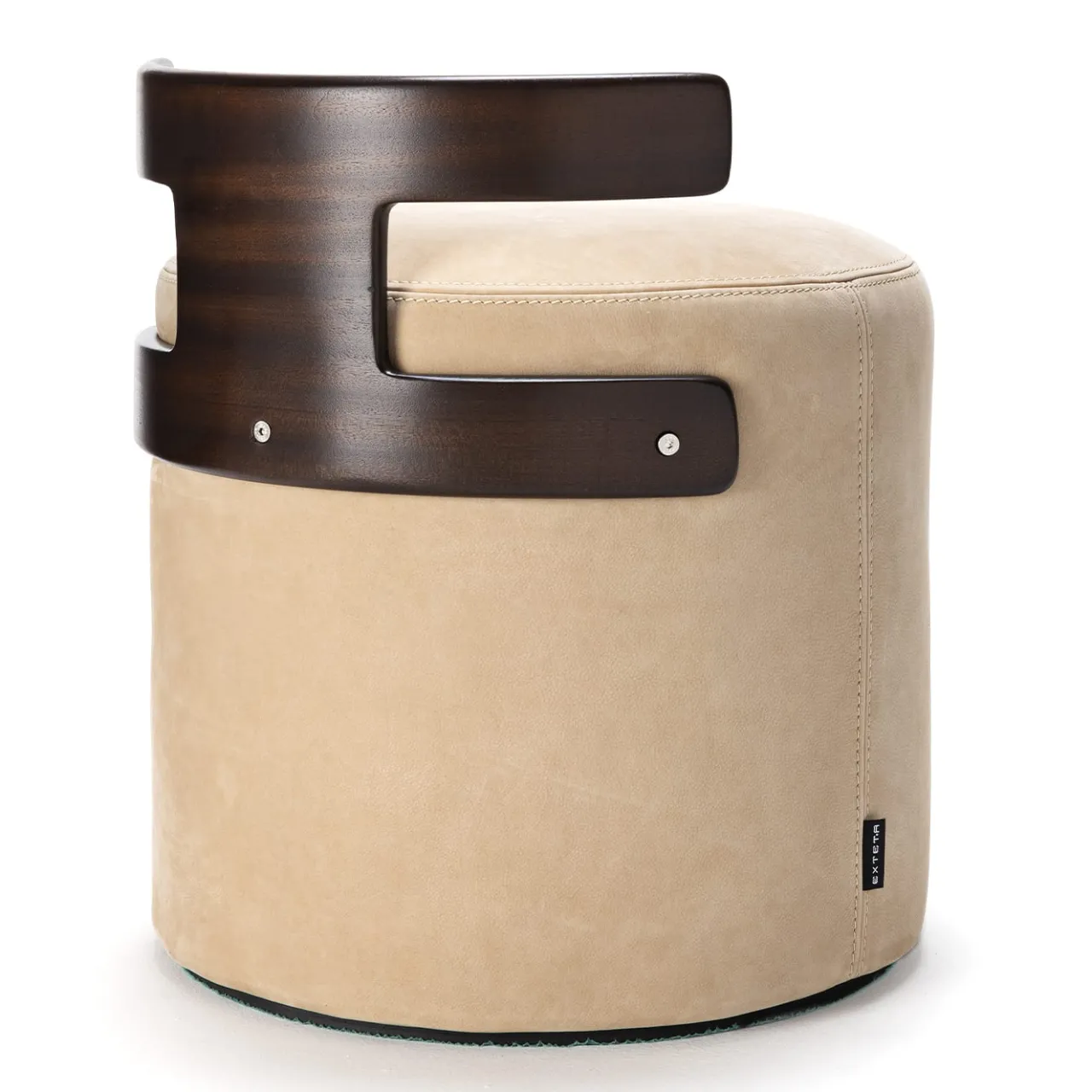 Exteta Ottomans & Poufs<Cream White Leather T-Pouf with Backrest