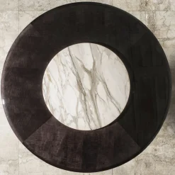 Franco Bianchini Dining Tables<Crystal Round Wood & Metal Dining Table with Lazy Susan Marble insert