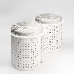 Splot Design Ottomans & Poufs<Currus White Metal Double Pouf