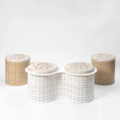 Splot Design Ottomans & Poufs<Currus White Metal Double Pouf