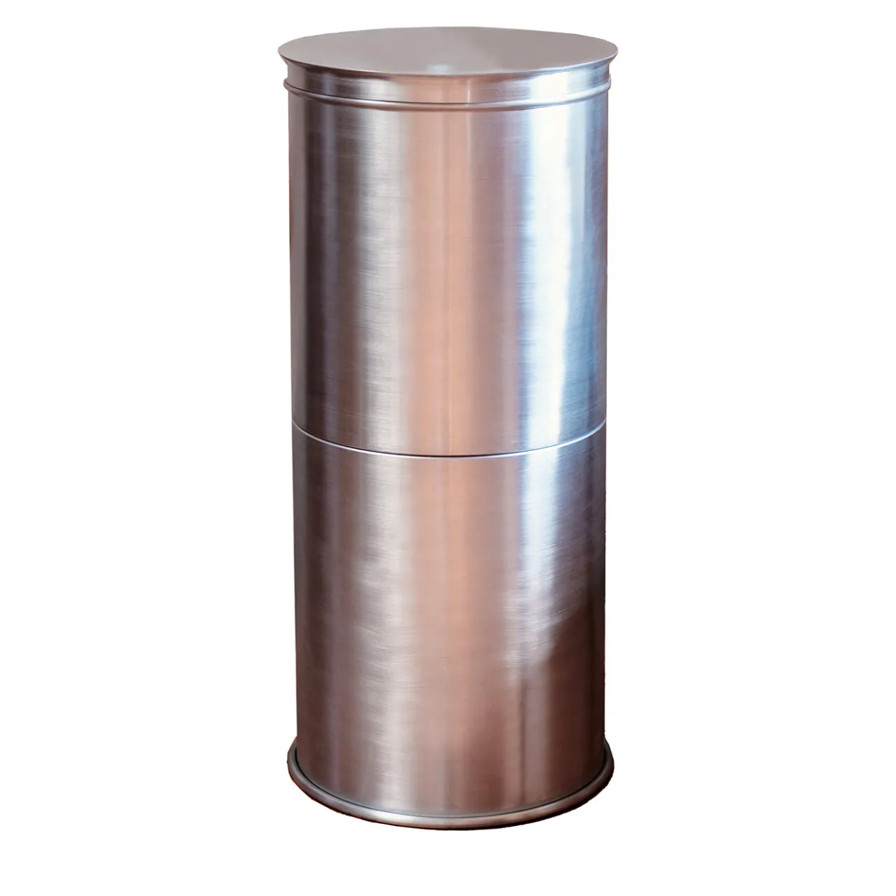 Caspal Side Tables<Cylindrical Silver Aluminum Display Pedestal