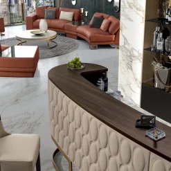 Franco Bianchini Bar Cabinets<Diamond Bar Cabinet in Matte Canaletto Walnut with Carrara Marble