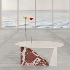 Dimarmo Coffee Tables<Dieus Coffee Table in Gold Calacatta and Red Levanto Marbles by Sissy Daniele
