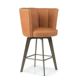 Borzalino Bar Stools<Diva Orange Leather Swivel Bar Stool